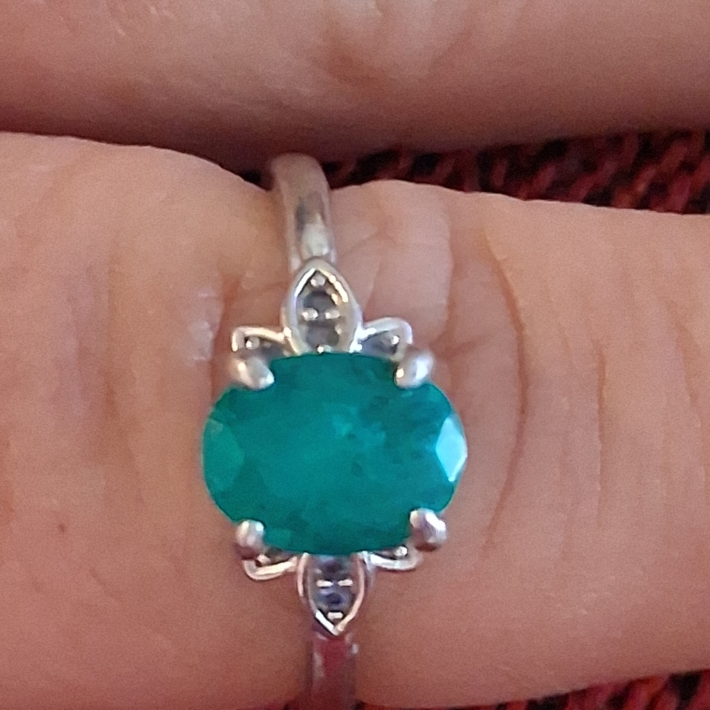 Stunning Silver Ring with Aquamarine Semi Precious Gemstone. Sz8 - Picture 6 of 8